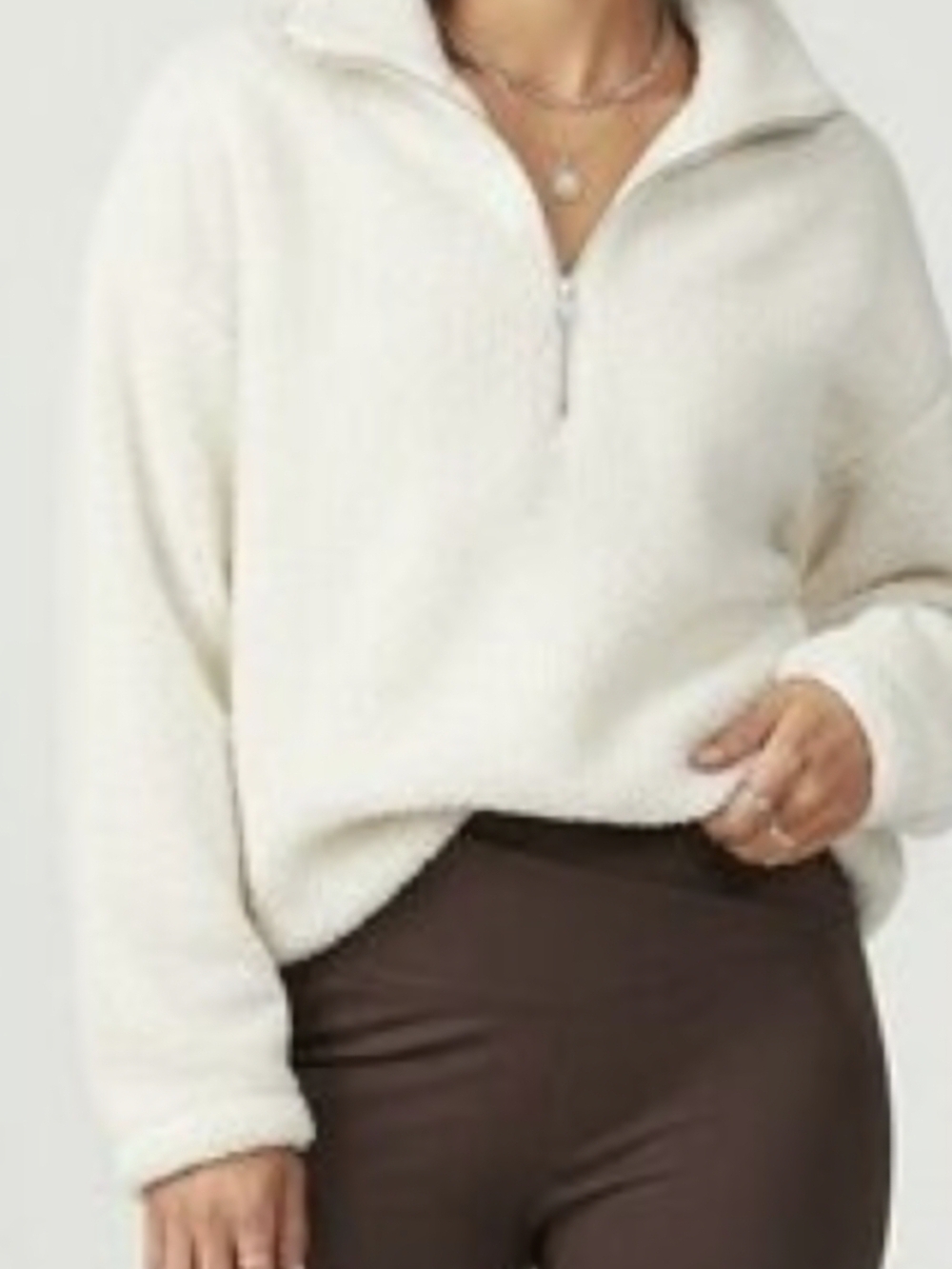 Marika Cream Sherpa Quarter-Zip Pullover